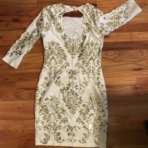 Gold and white sequin dress